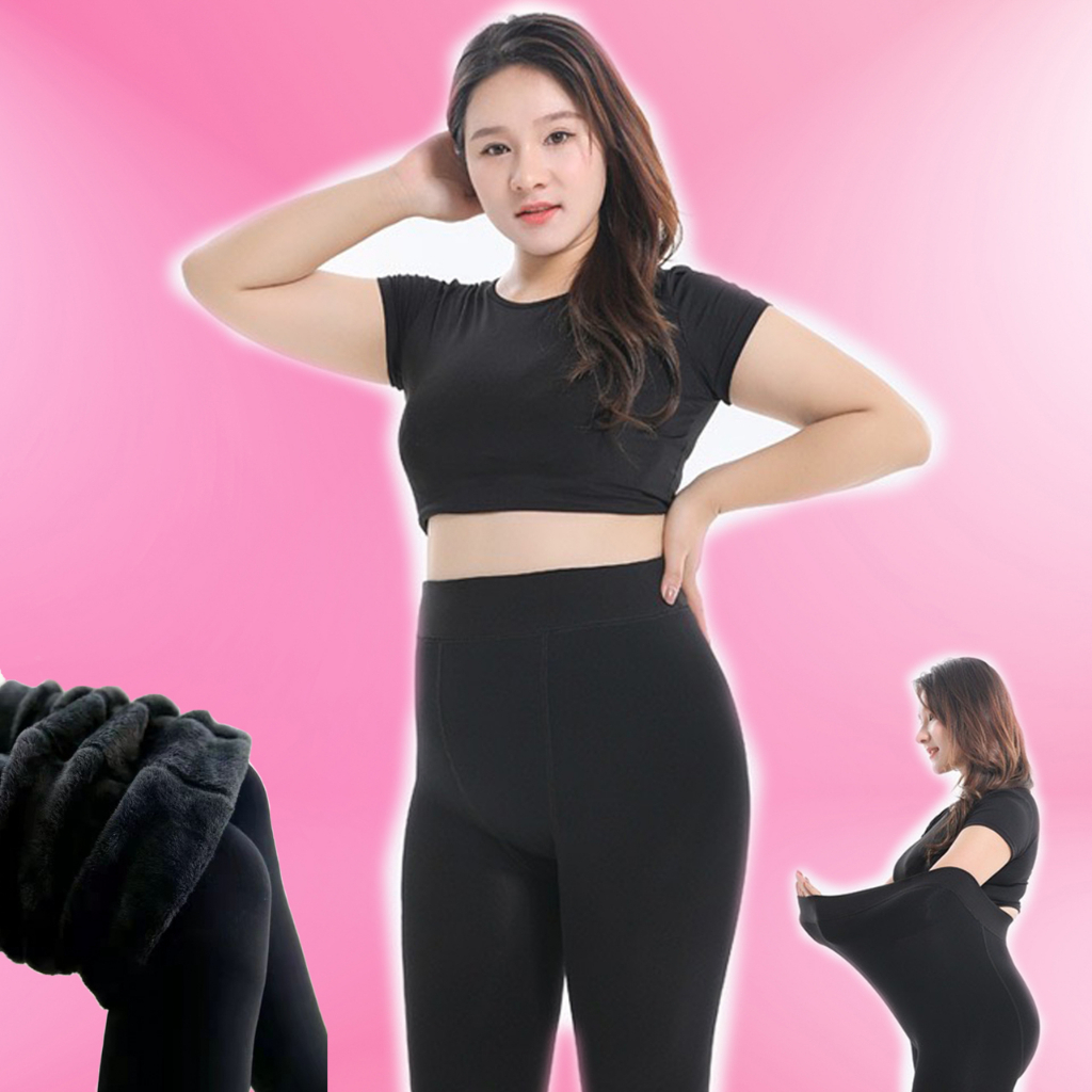 เลกกิ้งกันหนาว ฮีทเทค HEATTECH Leggings Big size บุขน ผ้าวูล ไซส์ใหญ่ สีดำ หนัก520กรัม