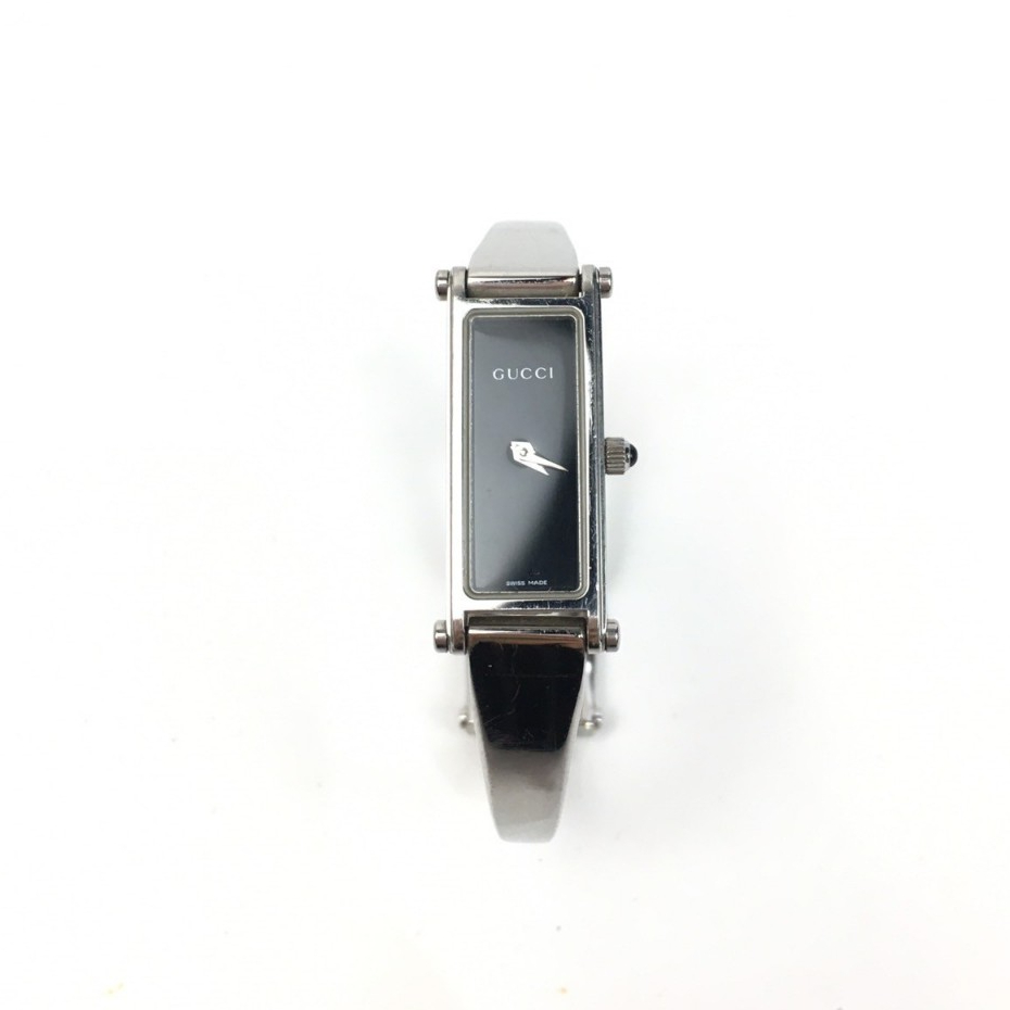 Gucci (กุชชี่) Bangle Watch Black Dial QZ 1500L SWISSMADE นาฬิกาข้อมือ สำหรับผู้หญิง สีเงิน S18595/4
