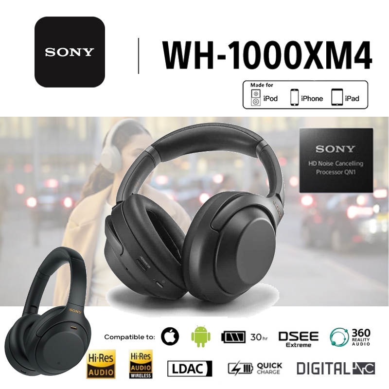 Sony หูฟังบลูทูธ WH-1000XM4 หูฟังไร้สาย Noise Cancelling Headphones Built-in Microphone Over-Ear Headset