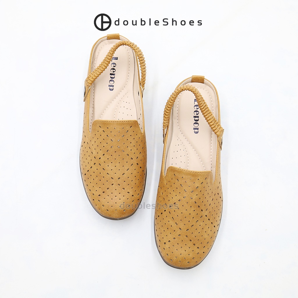 LEEPOP (MG160) รองเท้าคัทชูรัดส้น ผู้หญิง (สีดำ / แทน) ไซส์ 36-41