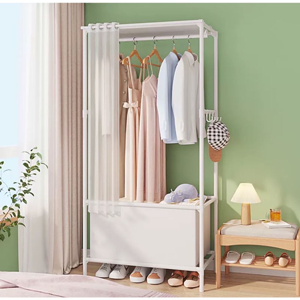 FA FB(ราคาลูกค้าใหม่) 3 in 1 ตู้เสื้อผ้ามินิมอล ราวตากผ้า ราวแขวนผ้า ชั้นวางอเนกประสงค์(พร้อมส่งจากไทย) - รูปที่ 4