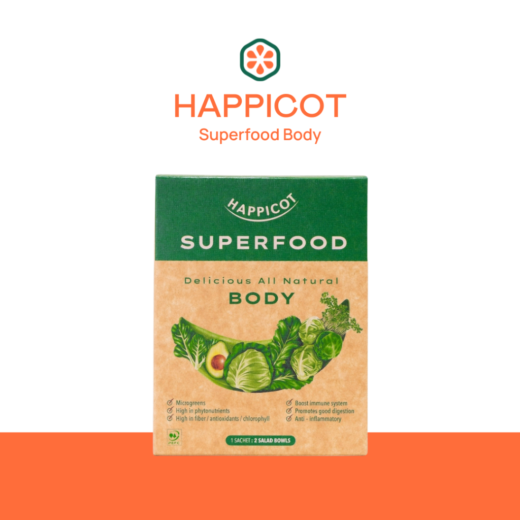 Happicot Superfood BODY l สลัดผักและผลไม้พกพา ผักผงดูแลสุขภาพร่างกาย บรรจุ 20 ซอง