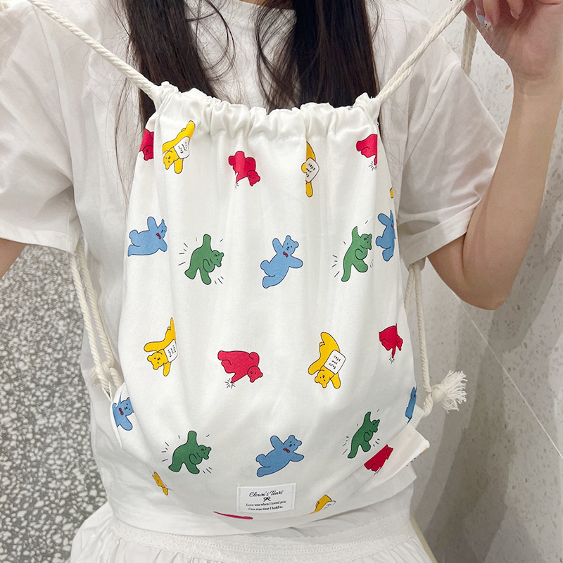 กระเป๋าผ้า กระเป๋าเป้สะพายหลัง กระเป๋าผ้า 6ลายให้เลือก พร้อมส่ง