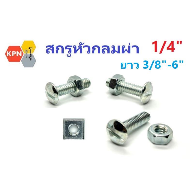 สกรูหัวกลมผ่า สกรูหัวผ่า น็อตหัวผ่า น็อตจักรยาน 1/4" ยาว 3/8"-6" ชุบซิงค์ Slotted Truss Head Machine Screws Zinc Plated