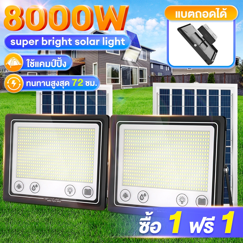 【ซื้อ 1 แถม 1】ไฟโซล่าเซลล์  ไฟโซล่าเซล 12000W โซลาร์เซลล์ Solar Light ไฟพลังงานแสงอาทิตย์ ไฟ LED ไฟแสงอ