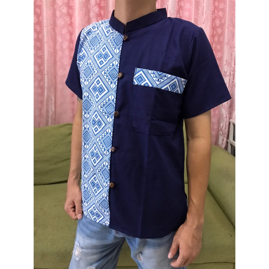 เสื้อผู้ชายผ้าฝ้ายผ้าพื้นเมืองลายขอคอจีน