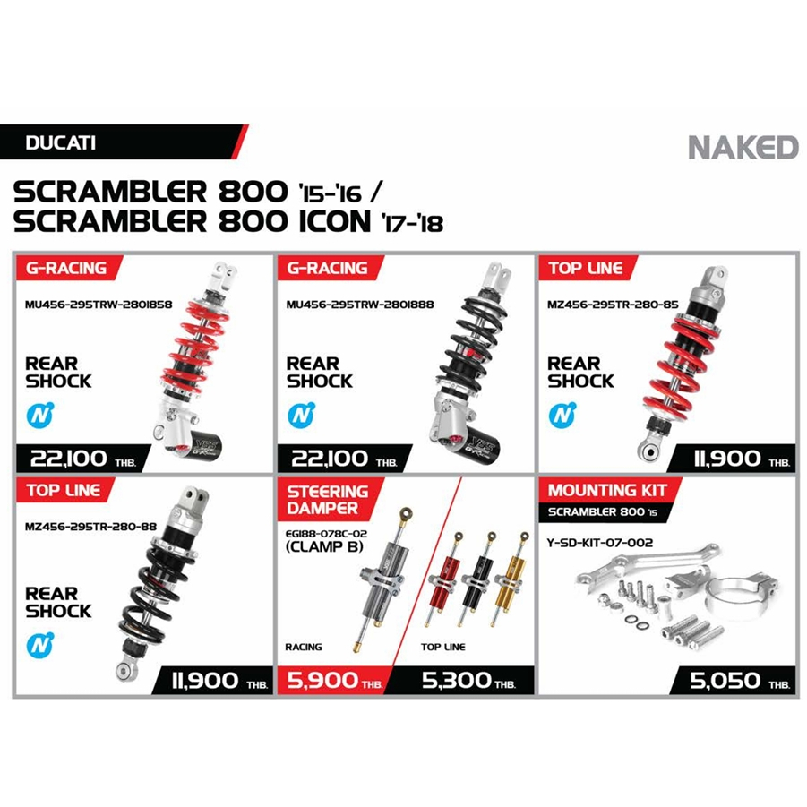YSS FOR DUCATI SCRAMBLER800 15-16 / SCRAMBLER800 ICON 17-18