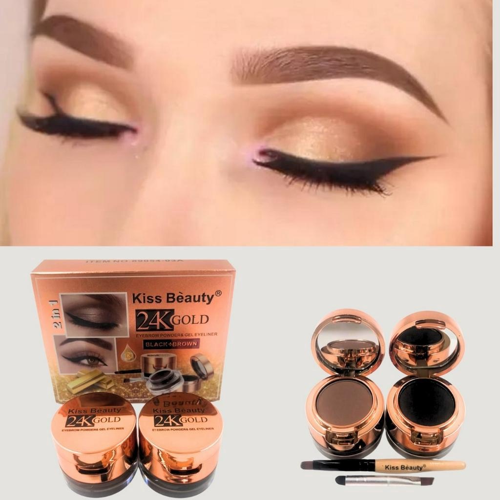 89054-03A Kiss Beauty 24K GOLD 2 in 1 เจลไลเนอร์ 2สีใน1กล่อง เขียนสวยคมชัด fin_store12