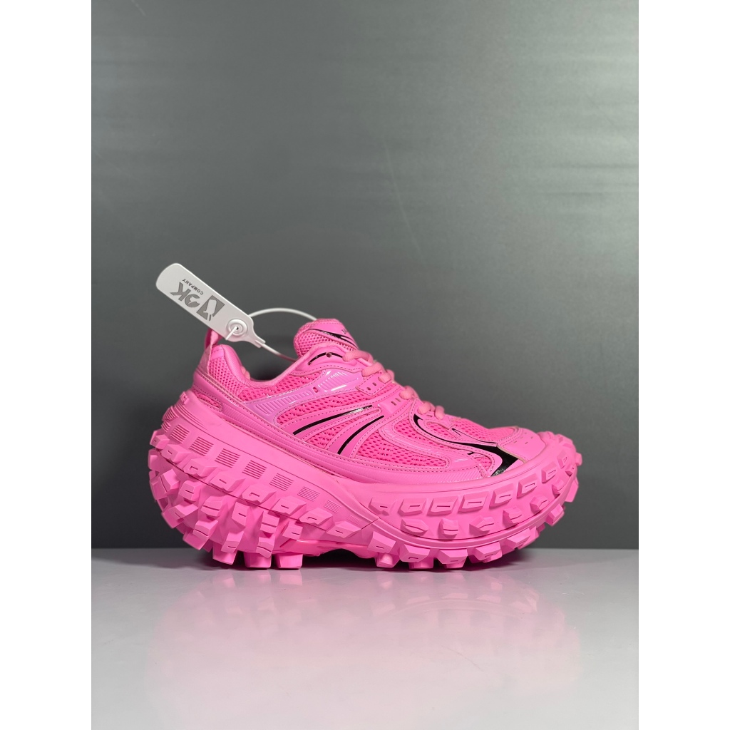 ผู้ชายผู้หญิง BALENCIAGA Defender Rubber Platform รองเท้าผ้าใบรองเท้ากีฬาพร้อมกล่องต้นฉบับ สีชมพู