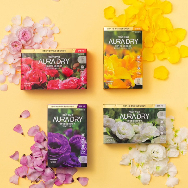 [🌧️ อบผ้า]แผ่นหอม 🇰🇷 สำหรับอบผ้า LG AURA DRY SHEET บรรจุ 1 ซอง 40 แผ่น