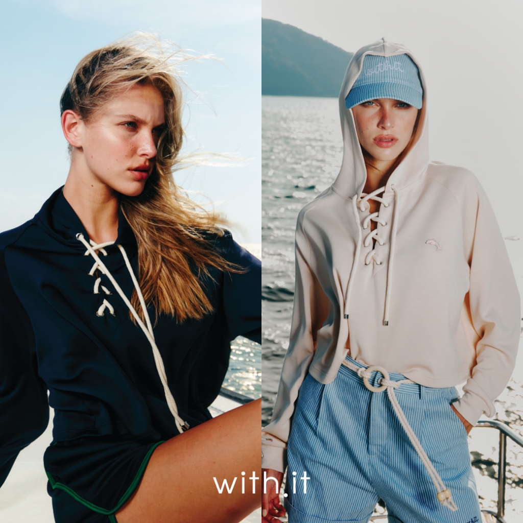 with.ti.store- TPW0231 เสื้อแขนยาวฮู้ดดี้แต่งเชือกคอ Lace-up Hoodie long sleeves