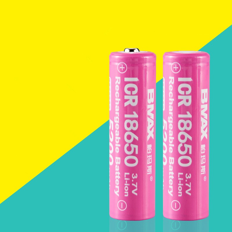 ถ่านชาร์จ ICR Bmax 18650 3.7V 5200mAhเต็ม หัวนูน สำหรับไฟฉาย พัดลมต่างๆ