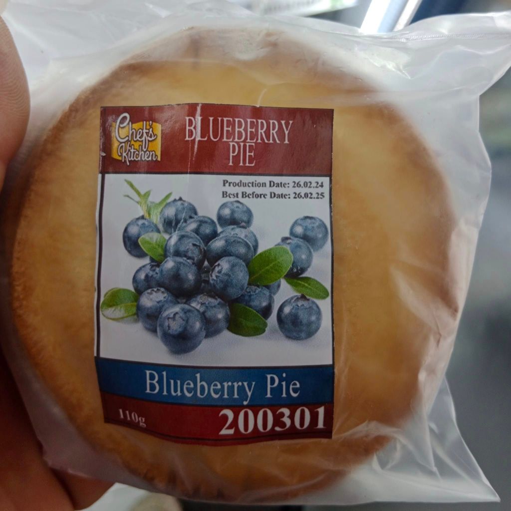 CHEF'S KITCHEN Homemade Blueberry Fruit Pie * 6 PACK * INCLUDES POLY BOX AND FROZEN GEL PACK / 135g 