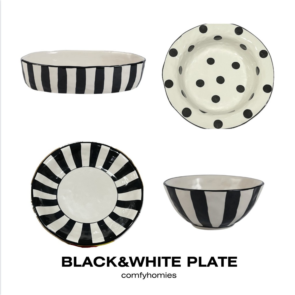 จามชาม BLACK&WHITE PLATE COLLECTION /comfyhomies/