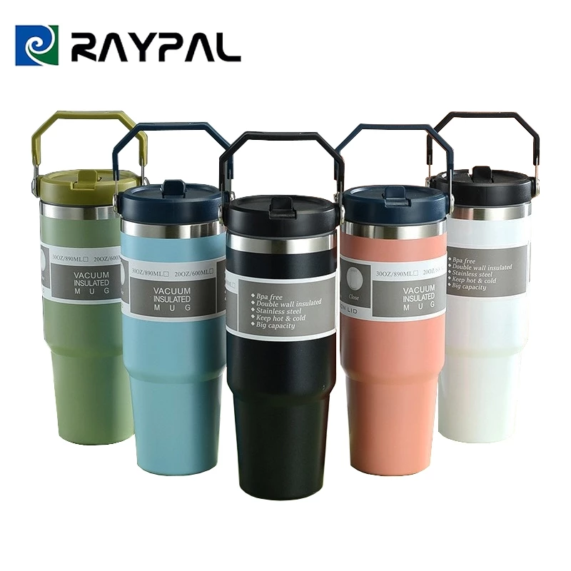 แก้วเก็บอุณหภูมิ รุ่นใหม่ล่าสุด พร้อมหูหิ้ว ความจุ 890ml/600ml