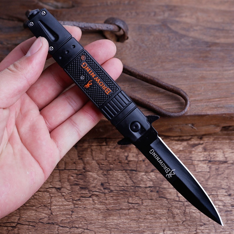 มีดพกพา ,มีดทำครัว มีดหั่นเนื้อ แล่เนื้อ  Outdoor knife J1 มีระบบดีดใบมีด มีที่ทุบกระจก พร้อมส่งในไทย