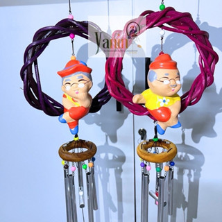 โมบายแขวนตุ๊กตาเซรามิคตายาย/เด็กชายเด็กหญิง/นั่งห่วงไม้พร้อม…