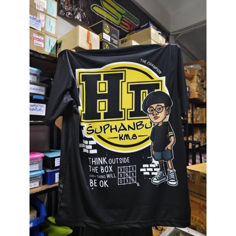 เสื้อช่างเฮงสุพรรณ สีดำ คอกลม ลิขสิทธิ์เเท้100% เเถมสติ๊กเกอร์เฮงสุพรรณ เเท้