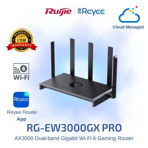 RG-EW3000GX PRO Router Gaming ความเร็วระดับ GB แบบ 2 ย่านความถี่ที่รองรับ Wi-Fi 6 มาตรฐาน 3000M ทำ M