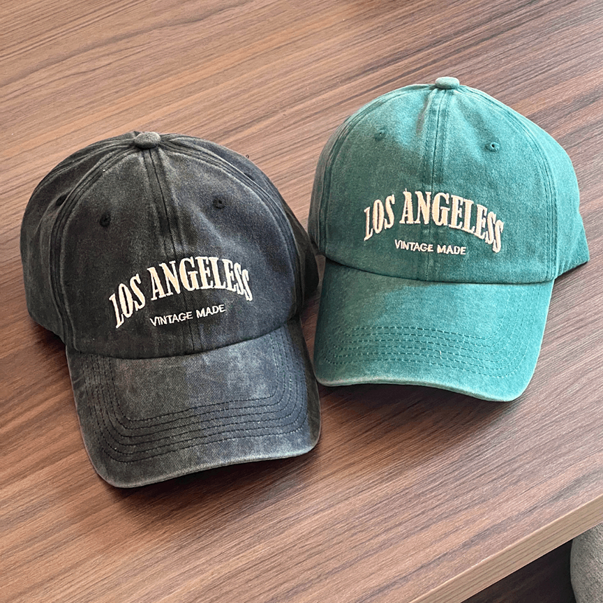 หมวกแก๊ปผ้าฟอกงานปัก Los Angeles มีสายปรับขนาด