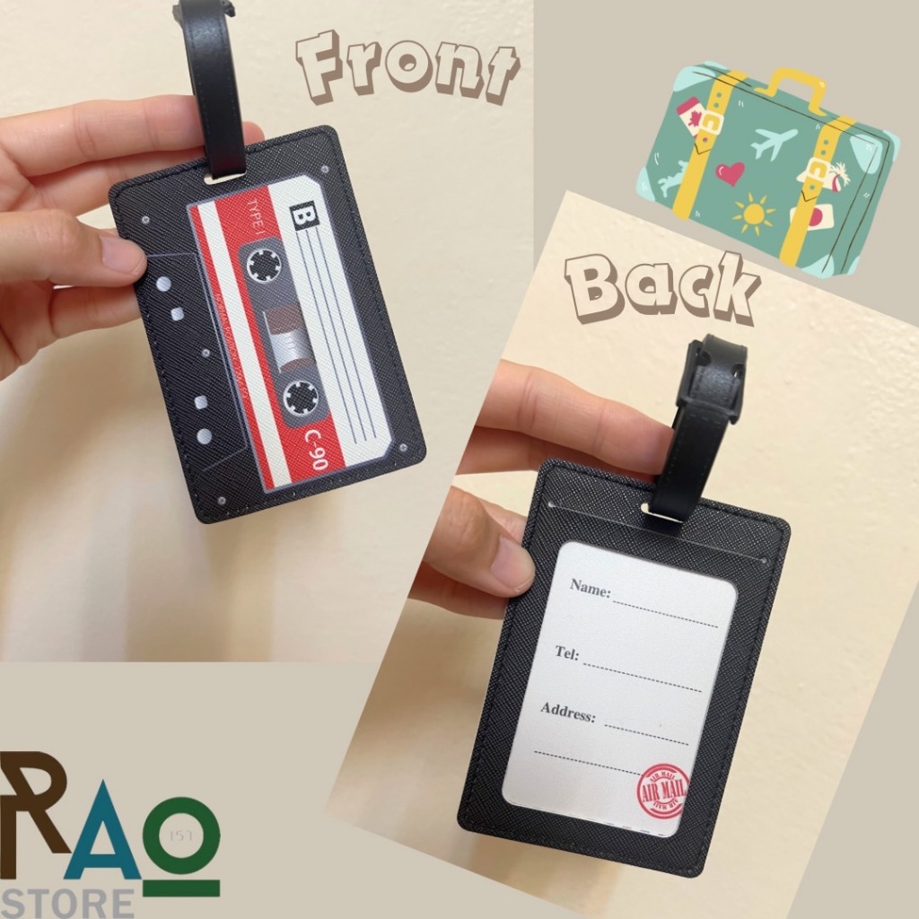 Rao Store พร้อมส่ง ป้ายแท็กห้อยกระเป๋าเดินทาง แท็กป้ายชื่อ วัสดุหนังPU สายเป็นพลาสติก ดีไซน์ลายแผนที่ ลายเทป - รูปที่ 6
