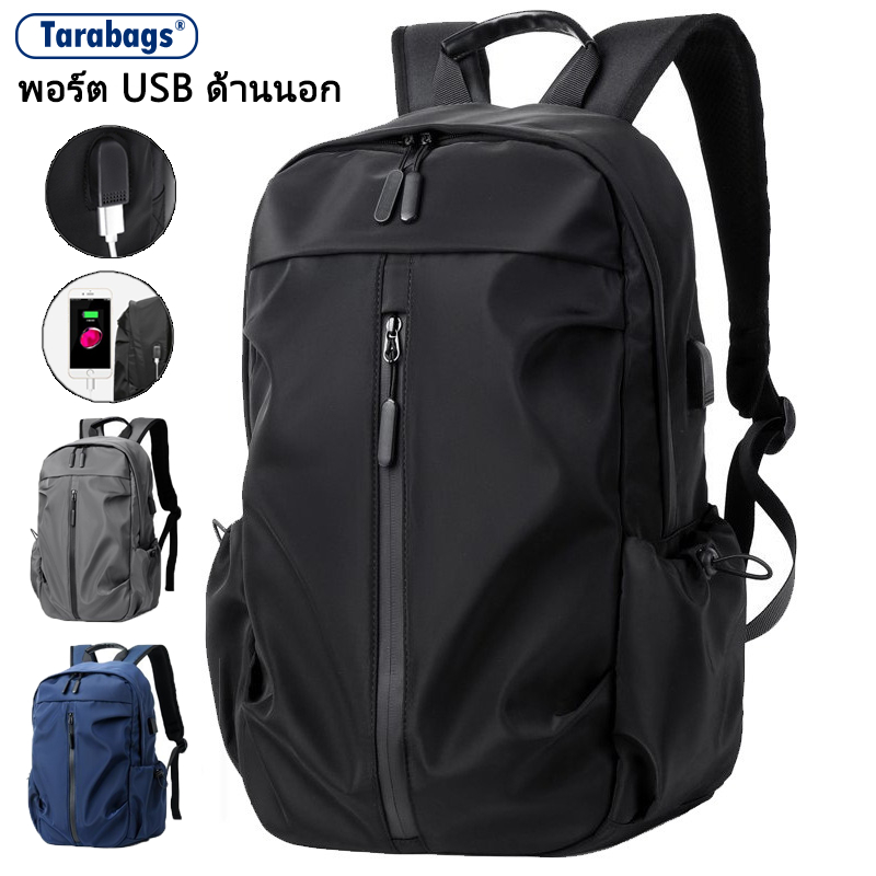 Tarabags กระเป๋าเป้ กระเป๋าสะพายคู่ สากลชาย และหญิง ความจุใหญ่ กันน้ำและทนทานยูเอสบี มัลติฟังก์ชัน สบาย ๆ สำนักงานเรียน