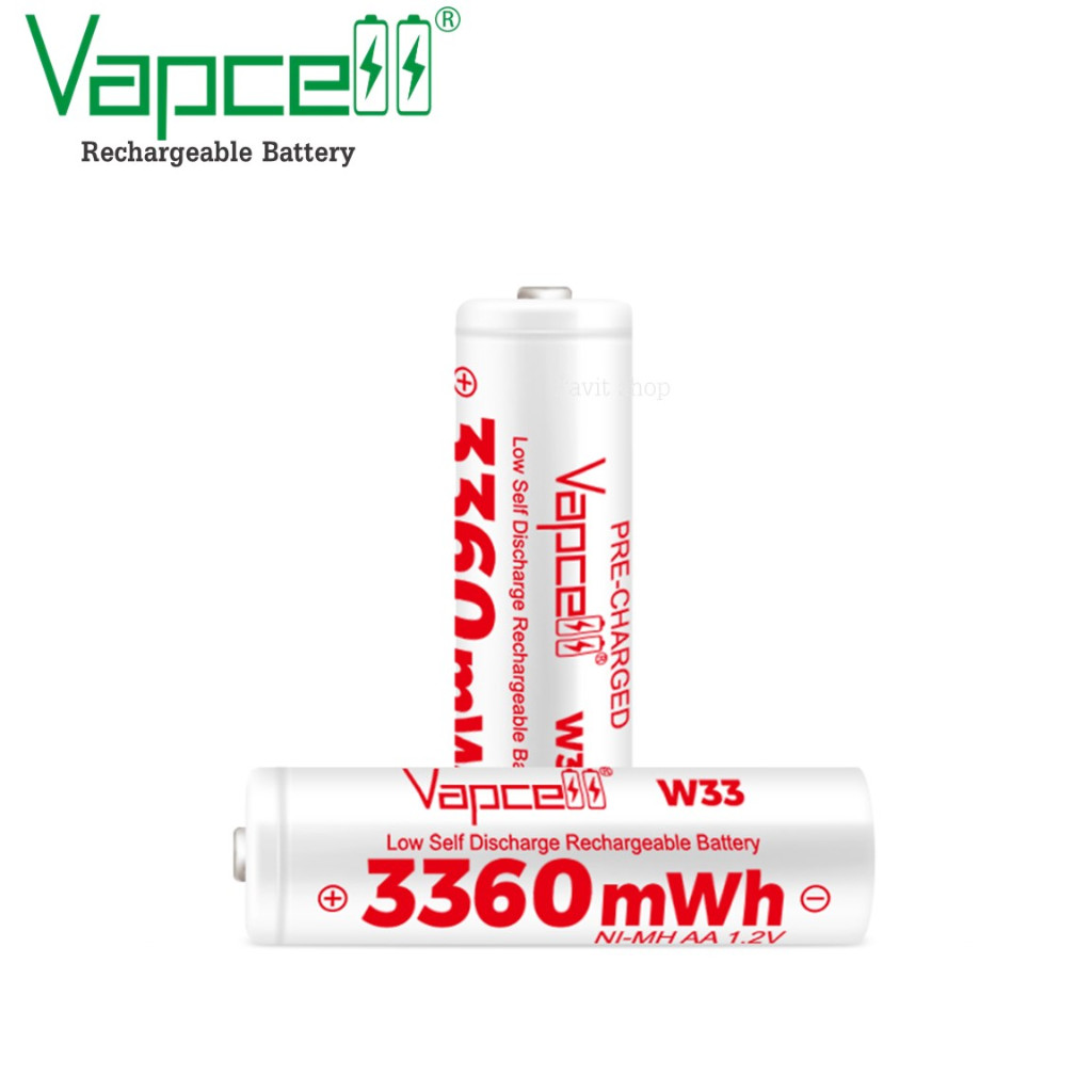 [หัวนูน] Vapcell W33 ถ่านชาร์จ  NI-MH  AA  1.2V 3360mWh