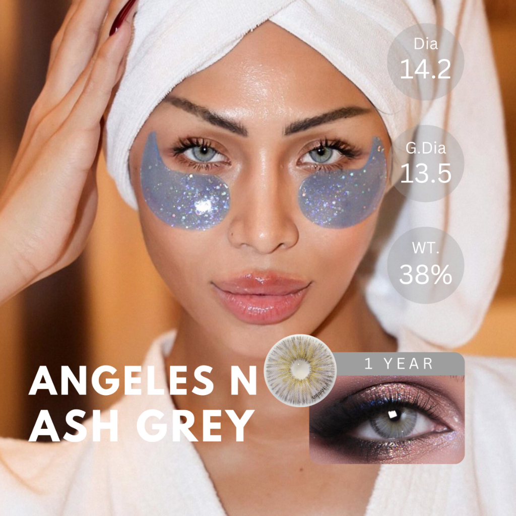 (ทักสอบถามสต็อกก่อนกดสั่ง) คอนแทคเลนส์ (รายปี) รุ่น Angeles N สี Ash Grey | Dia 14.2  | 📦ค่าสายตา 0.