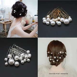 18ชิ้น ชุด กิ๊บติดผม กิ๊บไข่มุก สีเงิน สีทอง Hairpin เจ้าสาว งานแต่งงาน คริสตัล มุก กิ๊บตัวยู