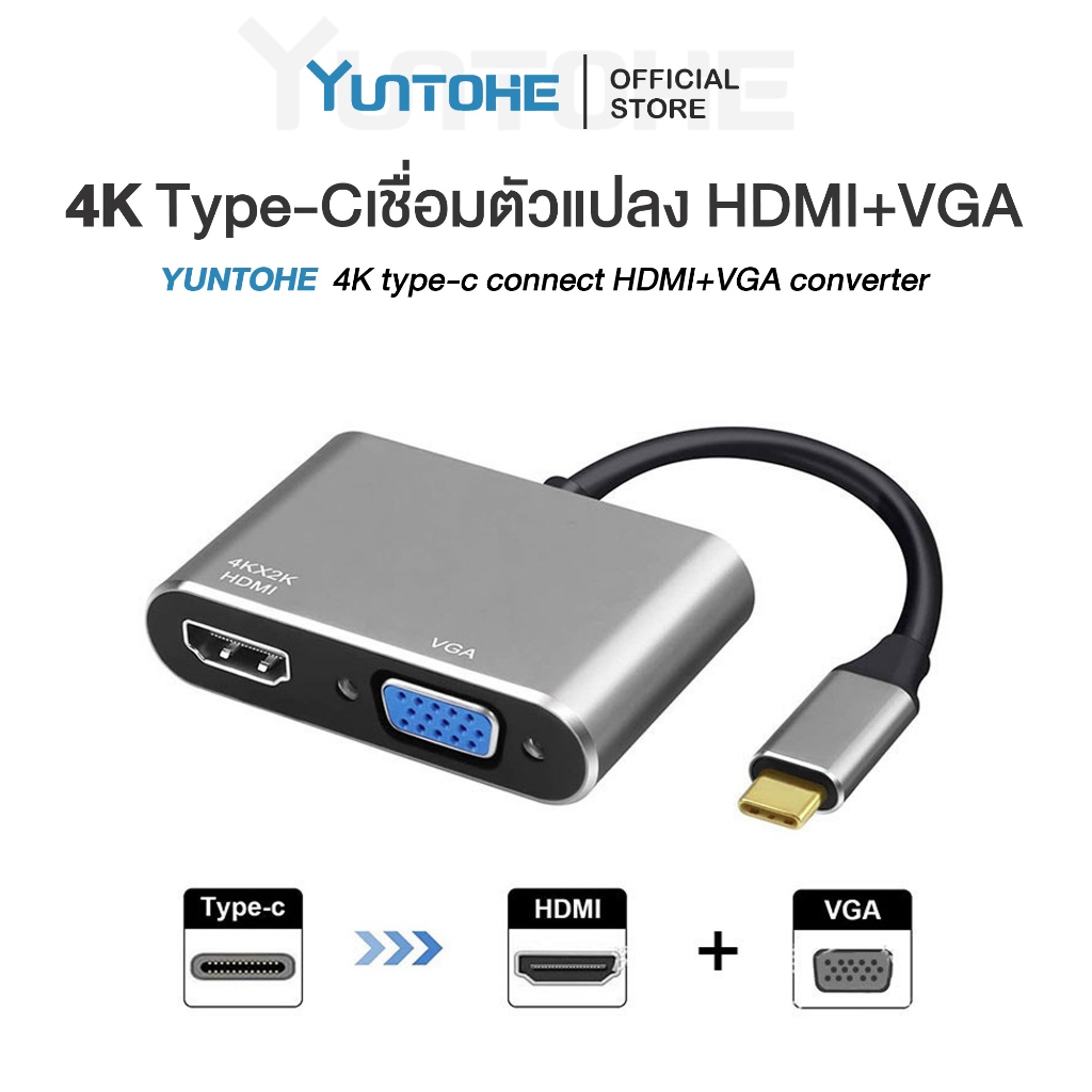 YUNTOHE 4K ประเภท C ถึง HDMI USB C 3.0 VGA PD Adapter Dock Hub สำหรับ Macbook Samsung S20 dex สำหรับ Huawei Xiaomi