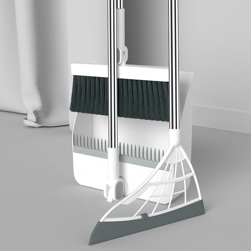 ชุดไม้กวาดพร้อมที่ตักผง หมุนได้ พับเก็บได้ แปรงในตัว ทำความสะอาดได้ทุกมุม รุ่น 5319/5320