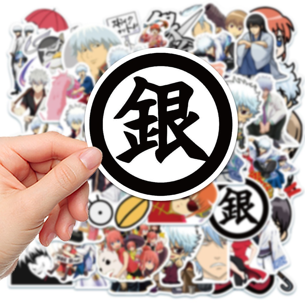 พร้อมส่ง！JAPAN ANIME กินทามะ (銀魂)sticker สติกเกอร์กันน้ำรูปแบบที่แตกต่างกัน, 50ชิ้น