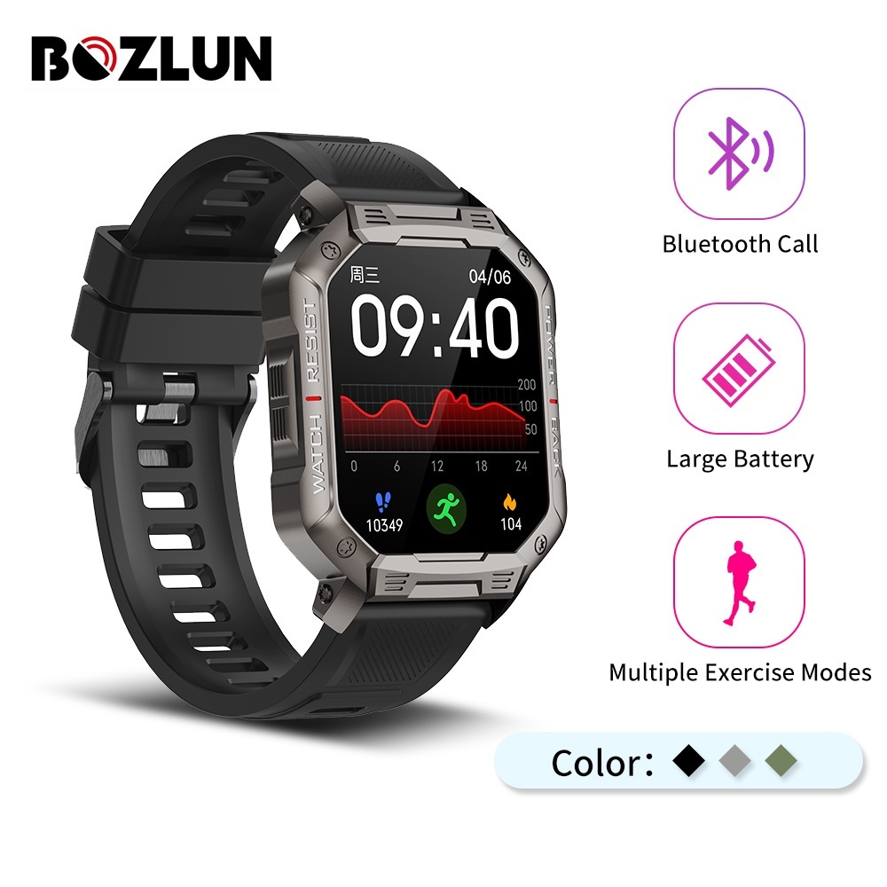 BOZLUN รุ่น NX3 นาฬิกาสมาร์ทวอทช์ นาฬิกาอัจฉริยะ หน้าจอ 1.83 นิ้ว เชื่อมต่อบลูทูธ กันน้ำ