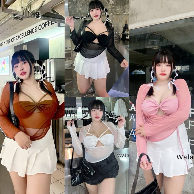 /WP/ เสื้อสาวอวบ แต่งตาข่าย คาโก้ เซ็กซี่ #เสื้อผ้าไซส์ใหญ่ สาว อ้วน พลัสไซส์