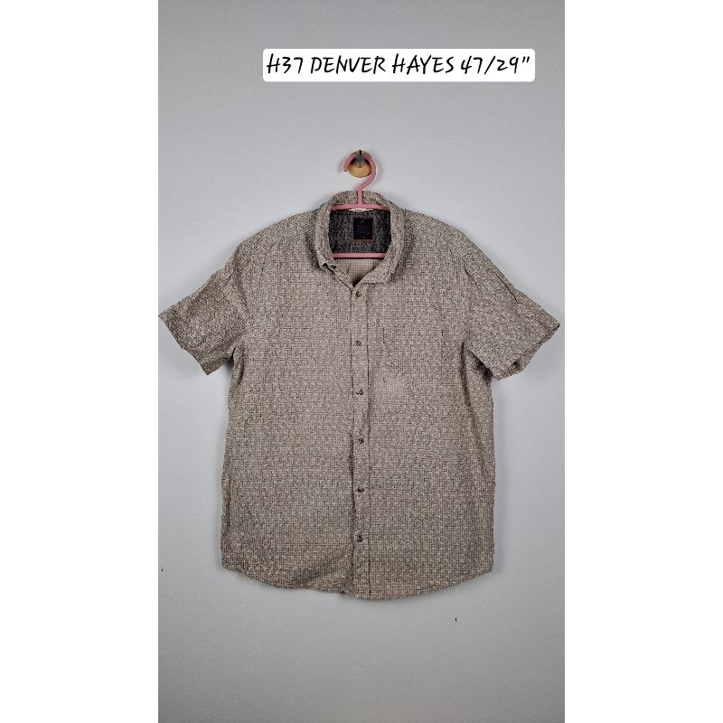 เสื้อฮาวายมือสอง H37 รอบอก/ยาว  47/29" เสื้อฮาวายลายพื้น แบรนด์ Denver Hayes