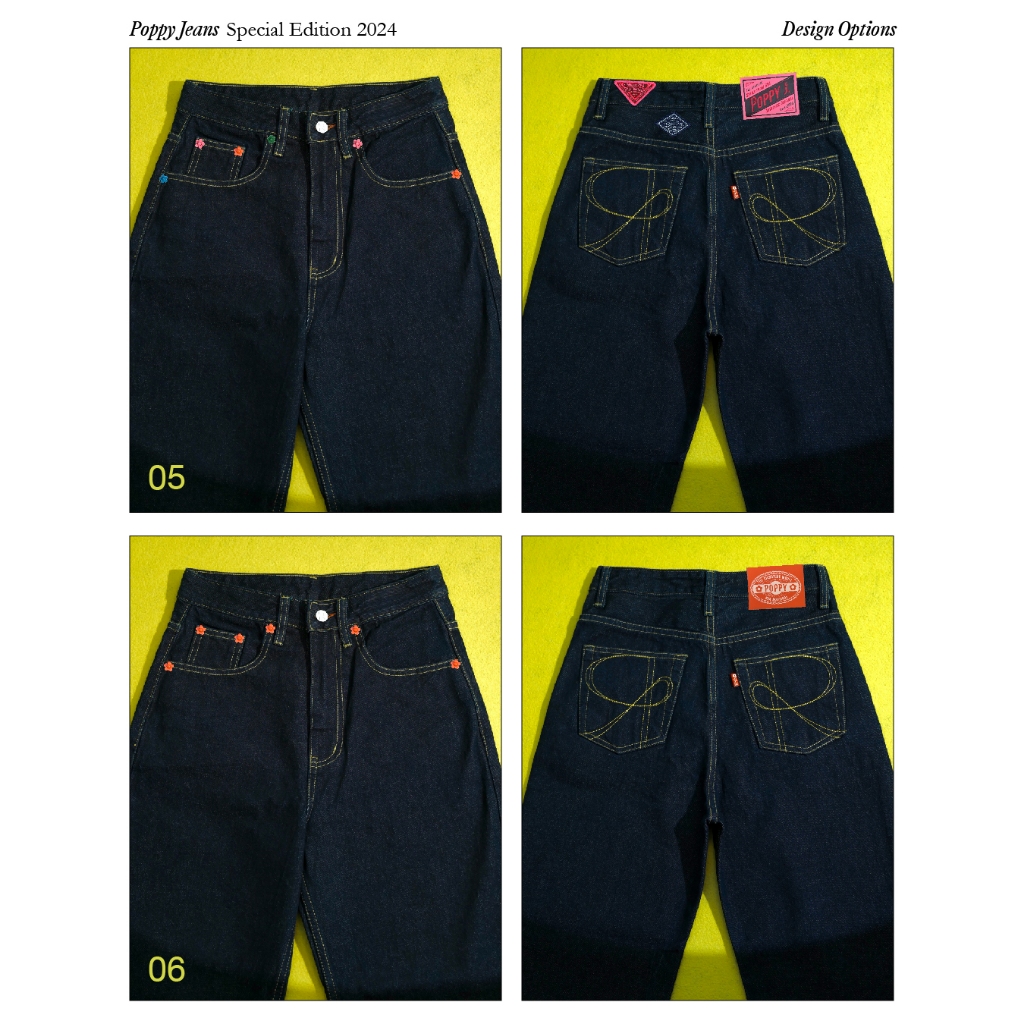 RYA Poppy Jeans Special Edition 2024 กางเกงยีนส์เอวสูง ขากระบอก สีเข้ม แต่งอะไหล่สีๆ และป้ายสี ราคา ถูกที่สุด ดีลบีเคเค แกลเลอรีภาพที่ 6
