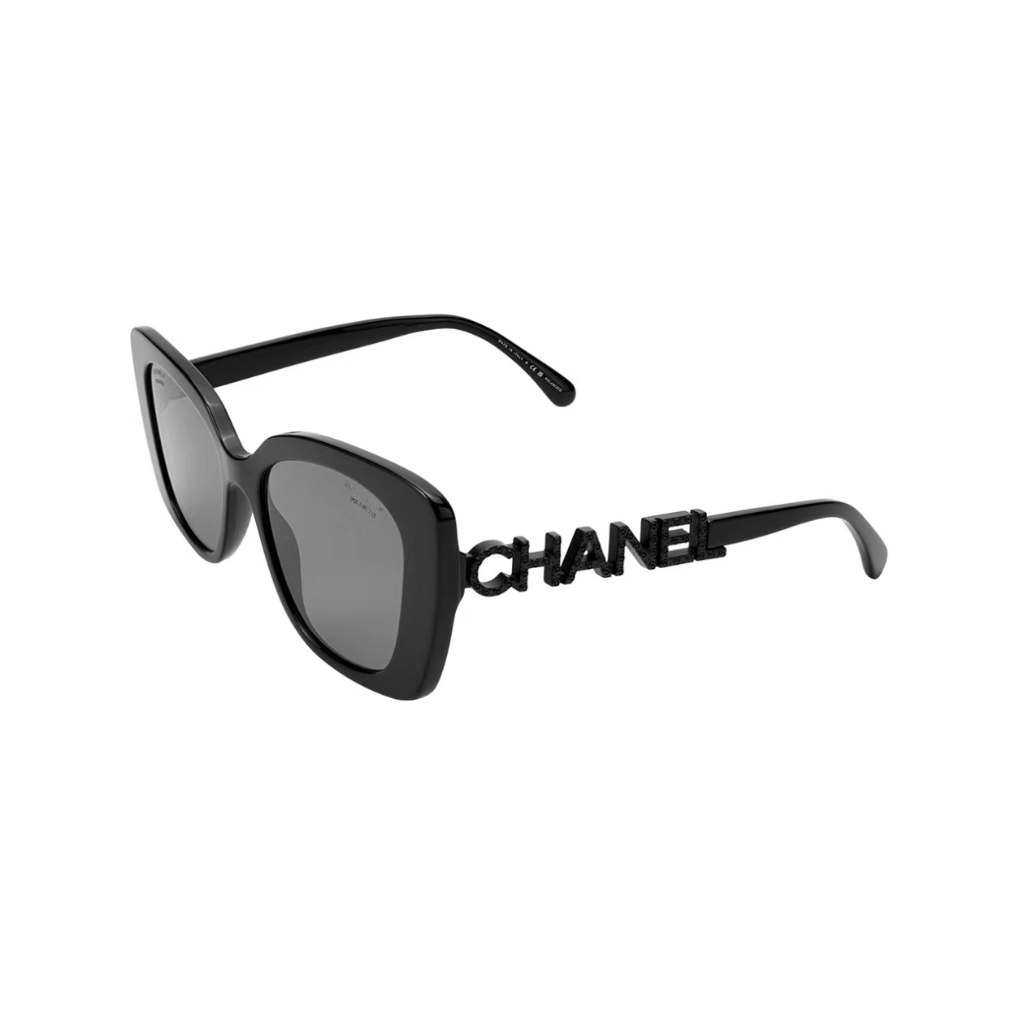 CHANEL Chanel แว่นกันแดดทรงกลมรุ่นเอเชียสำหรับผู้ชายและผู้หญิงสไตล์เดียวกันสำหรับคู่รัก สีดำ/เทาทูโทน แท้ 100% จัดส่งรวด