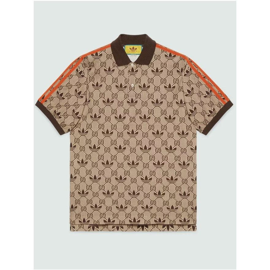 Gucci x Adidas เสื้อโปโล รุ่น Street Style Collaboration Cotton Short Sleeves Logo Code: 700497 XJE1M 9742