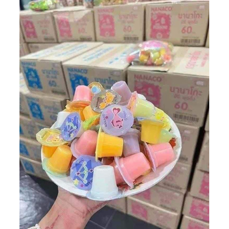 NANACO mini PUDDING 💥มินิพุดดิ้งรสผลไม้ผสมวุ้นมะพร้าว  ข้างในจะมีวุ้นมะพร้าวหนึบๆ  หอมกลิ่นผลไม้เเช่