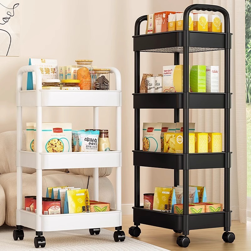 NeatBox ชั้นวางของ 【3/4/5 ชั้น】มีล้อ เหล็กกล้าคาร์บอน ความจุแบริ่ง 80KG กันน้ำ มีที่วางแขน 37cm*25cm*124cm