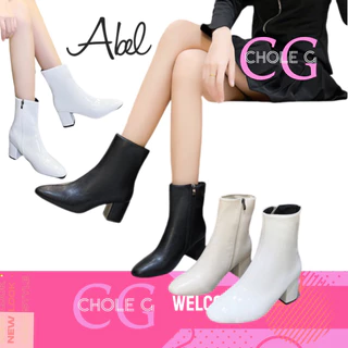 Chole G: Abel Elegant Boots Heels Zipper รองเท้าบูทหุ้มข้อสูงเรียบหรู ส้นสูง 6.5cm(SH0094)