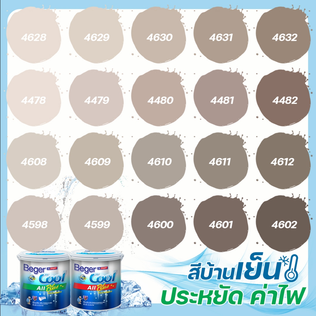 Beger คูลออลพลัส สีน้ำตาลเทา ฟิล์มด้าน ภายนอก+ภายใน ขนาด 9L สีทาบ้าน สีบ้านเย็น เกรด 10 ปี สีบ้านเย็