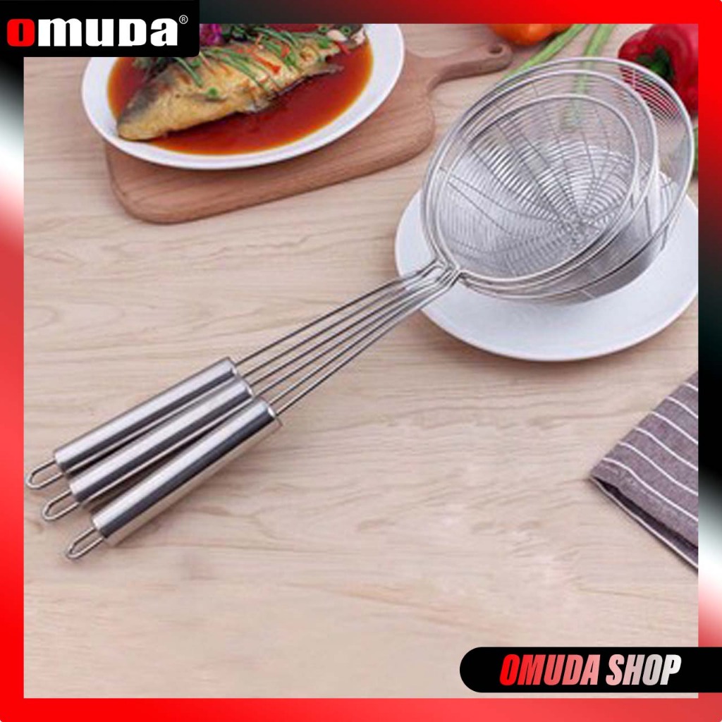 OMUDA_SHOP กระชอนก้นลึกสแตนเลส กระชอนด้ามยาว ตักอาหารทอด ก้นลึก14/16/18/20CM