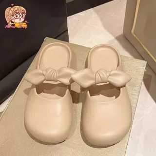 Anna shop รองเท้าแตะสวม แต่งโบว์น่ารัก สไตล์สีมินิมอล รองเท้าแตะ EVA สวมใส่สบาย เข้ากับทุกการแต่งกาย T284