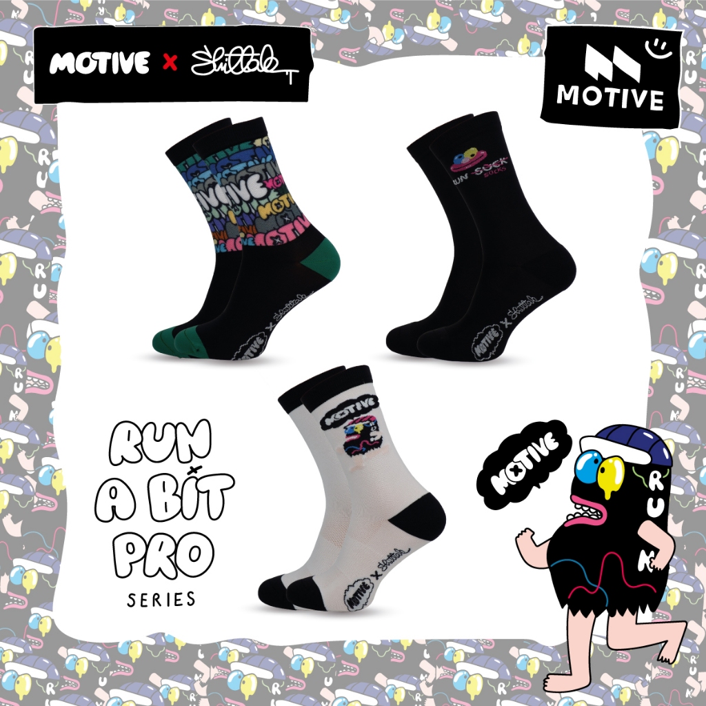 MOTIVE SOCK ถุงเท้าวิ่ง ระดับหน้าแข้ง รุ่น Motive x Shittak - Speed Performance ถุงเท้ากีฬา ถุงเท้าวิ่ง