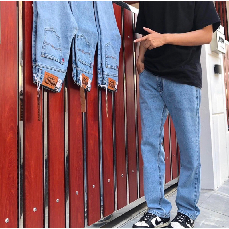 กางเกงยีนส์Hirockฟอกนุ่ม