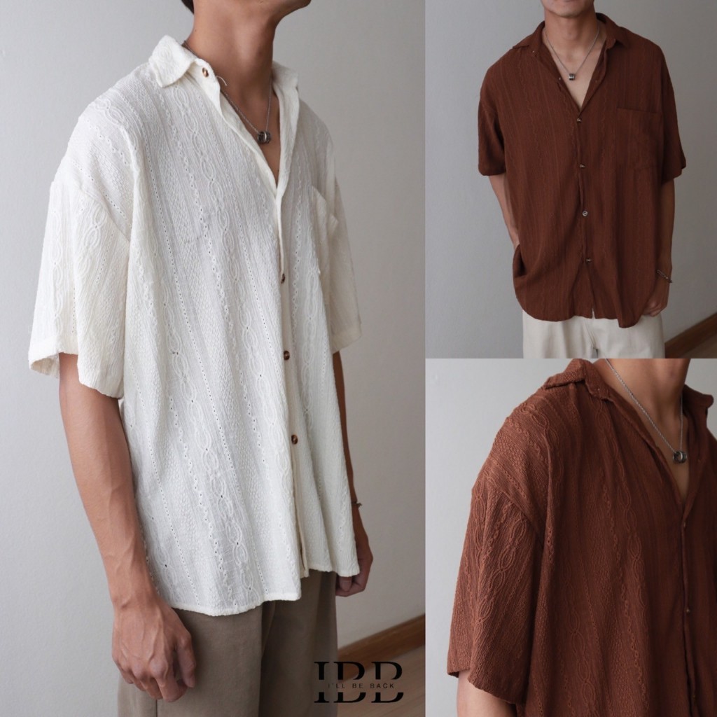 IBB KNIT CHALU SHIRT เสื้อเชิ้ตแขนสั้นผ้าฉลุเนื้อนุ่ม – โปรปัง