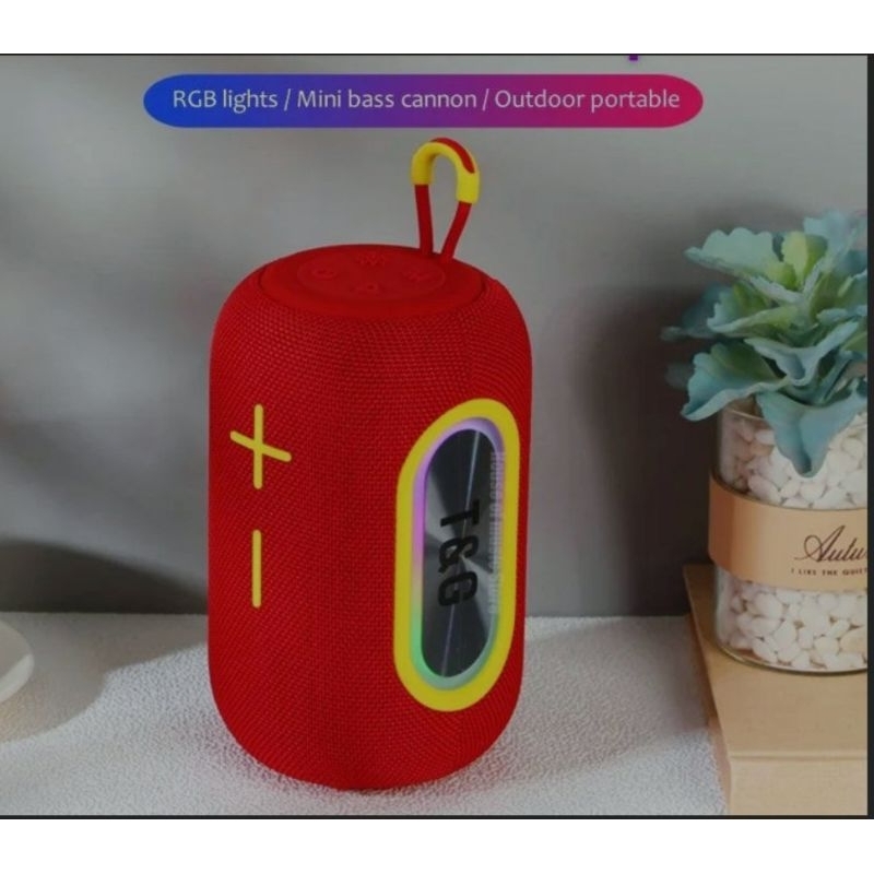 T&G TG665 ลำโพง Bluetooth ไร้สายซับวูฟเฟอร์แบบพกพา LED 20W (สีแดง)