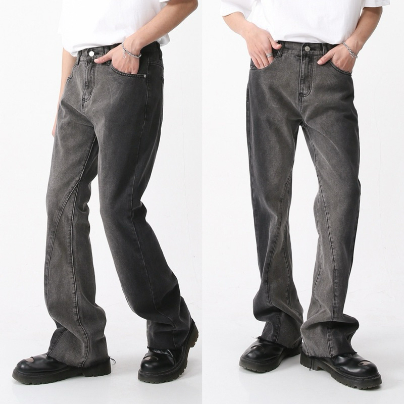 ADUMP JEANS กางเกงยีนส์เอวสูงทรงกระบอกเล็กปลายขาบาน