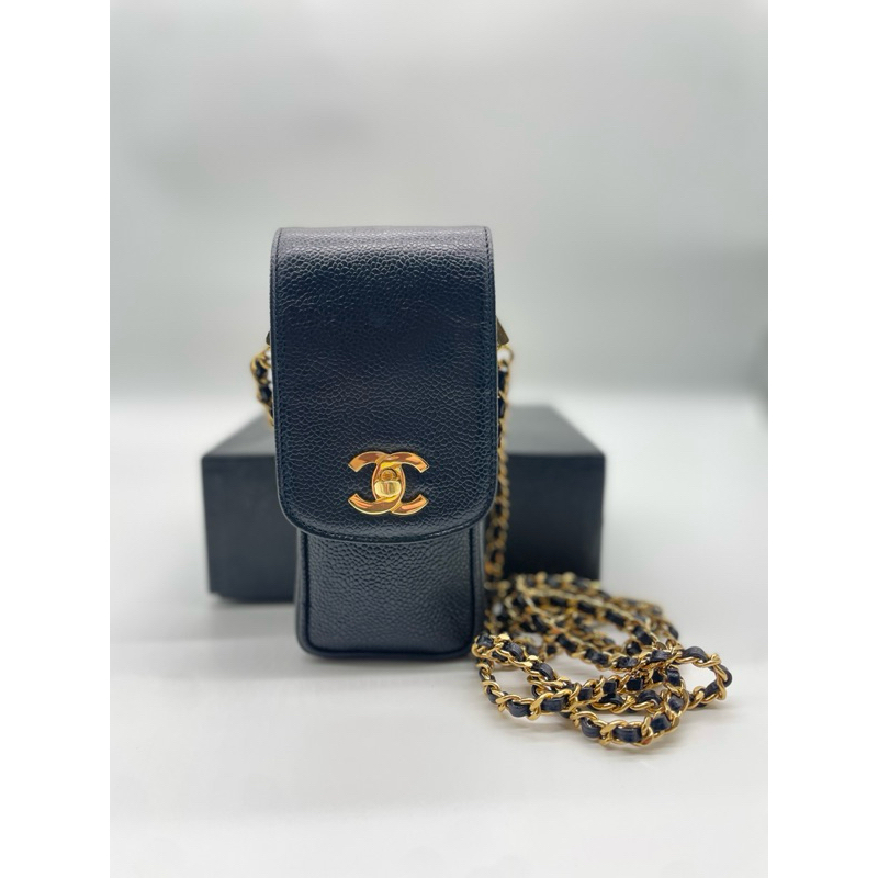 Chanel Phone Case black Caviar Skin Vintage
